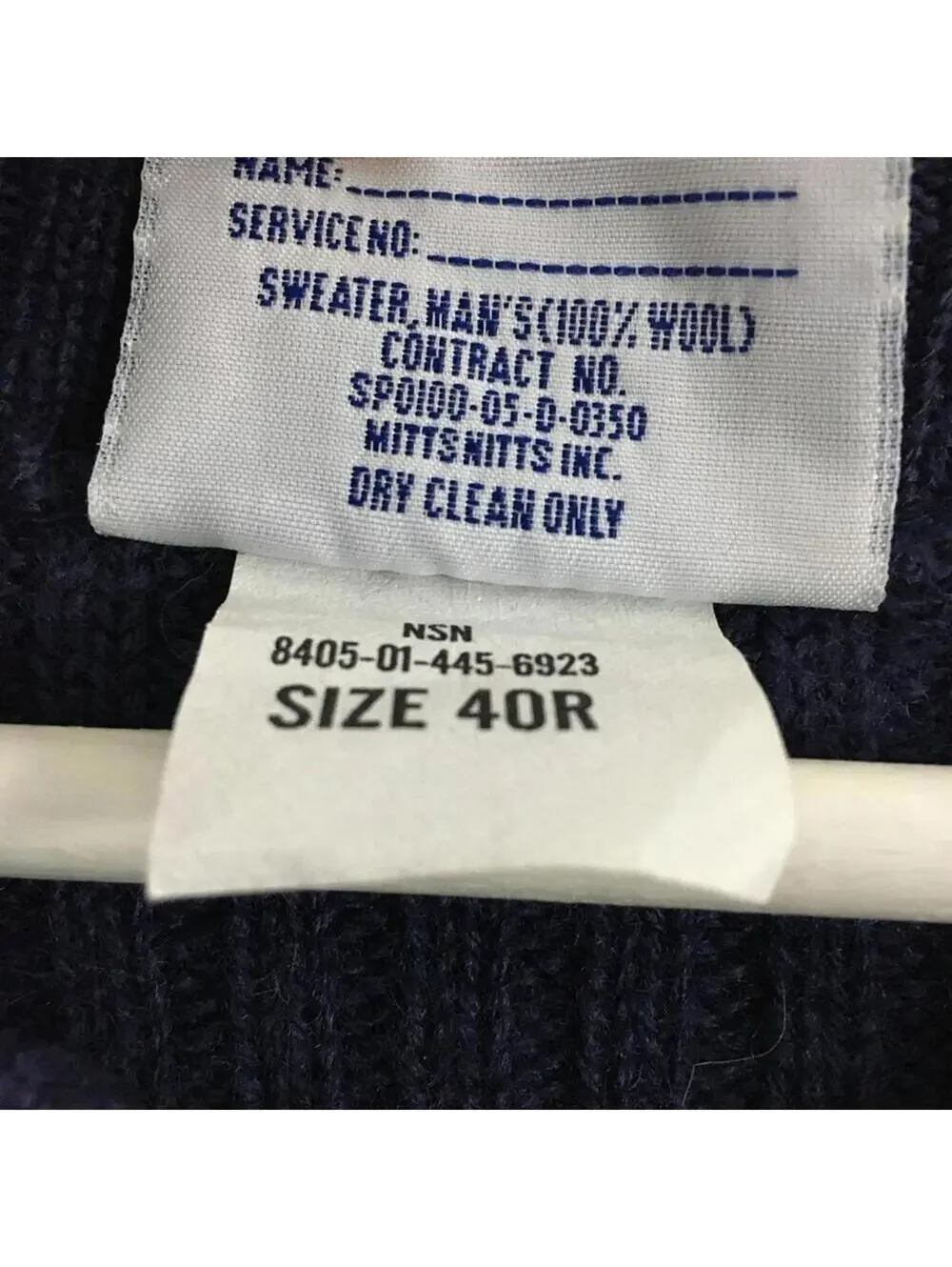 DSCP Men’s Military 100% Wool Pullover Thick Knit Rugged Sweater Size 40 - Picture 3 of 5